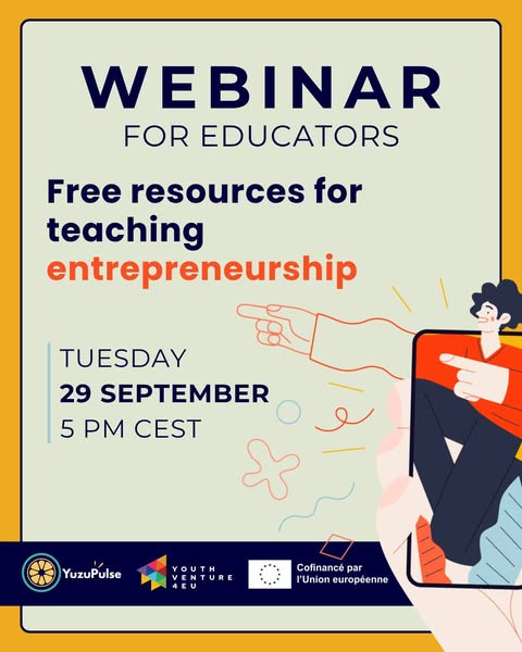 Welcome! You are invited to join a meeting: Webinar for educators: Free resources for teaching entrepreneurship. After registering, you will