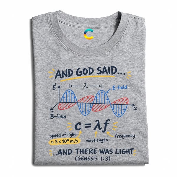 And God Said And There Was Light Genesis 1:3 Christian Physics T-Shirt, christian t-shirt, genesis 1 3, and there was light, bible shirt, ch