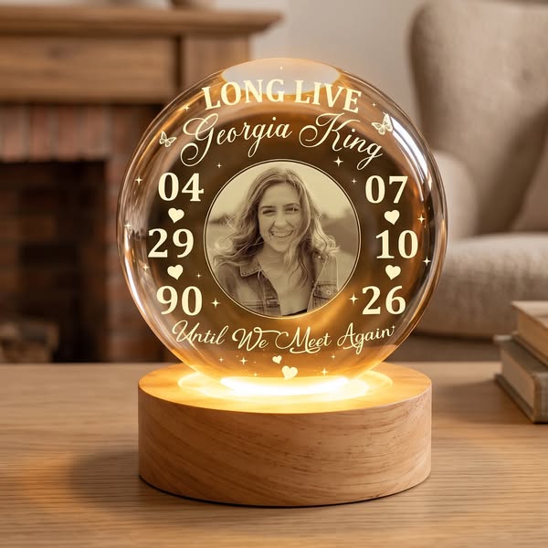 Personalized Photo Memorial Long Live Until We Meet Again Crystal Ball Night Light, memorial gift, in loving memory, sympathy gift, crystal