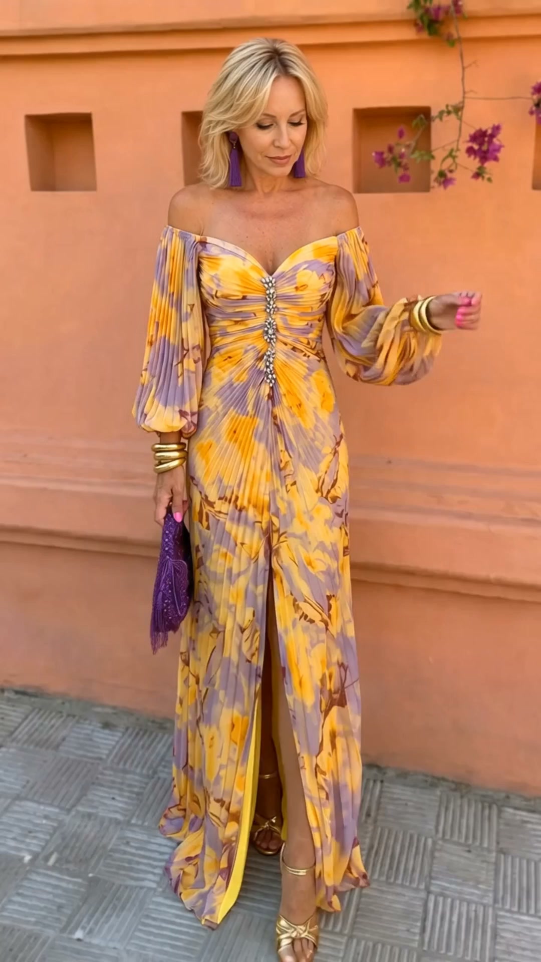 GRETA - ROBE LONGUE FLEURIE À DÉCOLLETÉ PLONGEANT