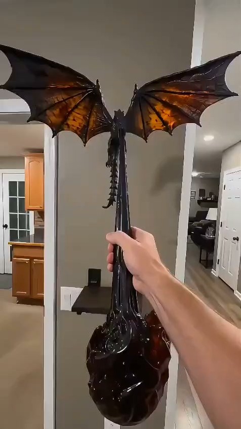 Light-Up Dragon Fire Bookshelf Lamp