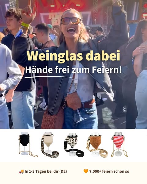 Wein dabei. Hände frei
