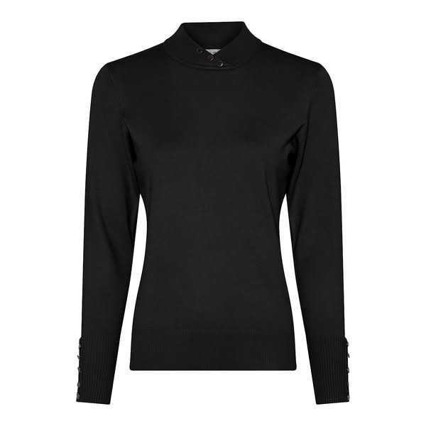 Micha basic bluse med knapper i halsen