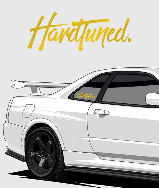 Hardtuned Brush Vinyl Sticker, 230mm - 9" / Gold