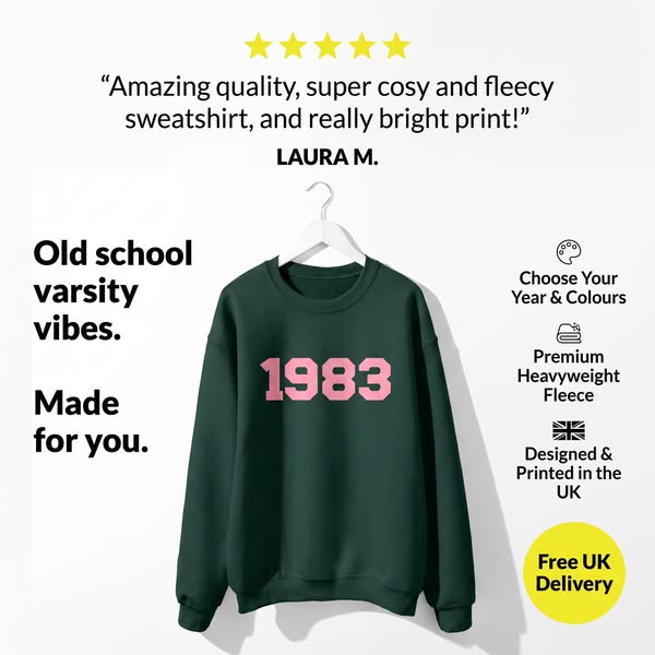 Personalised Year Sweatshirts. Made For You