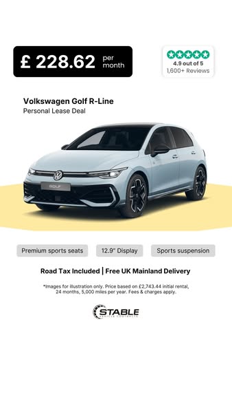 £228.62 / pm – VW Golf R-Line Lease