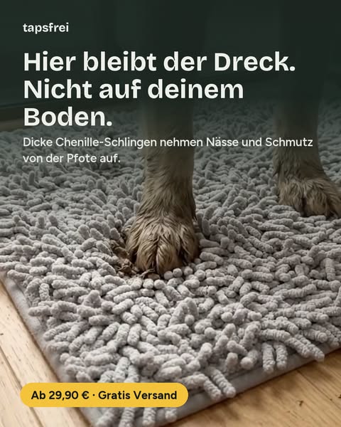 Die Matte für nasse Hundepfoten