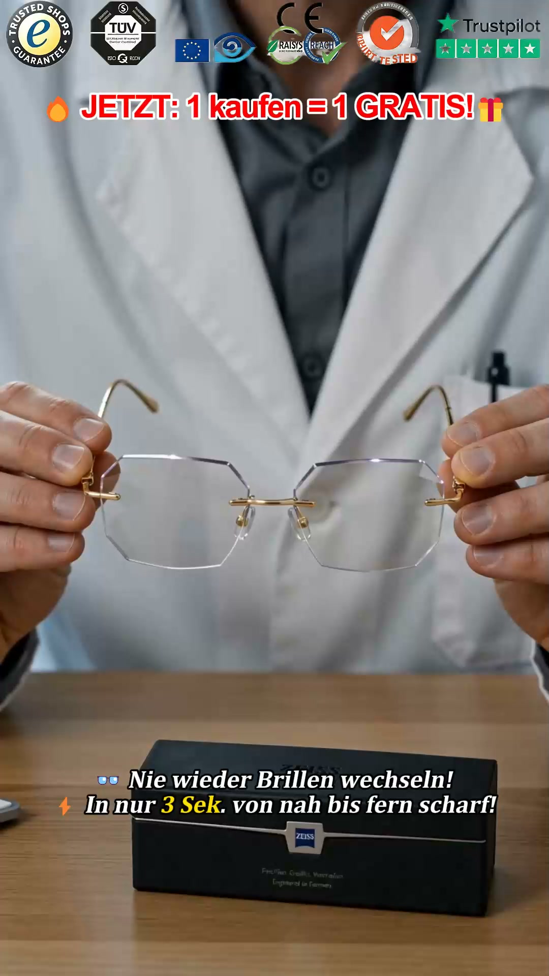 Schluss mit dem ständigen Brillenwechsel! Die smarte Titan-Brille mit 128-Facetten-Schliff
