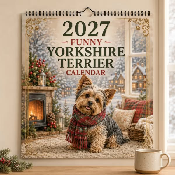 2027 Funny Yorkshire Terrier Wall Calendar | A4 Hanging Calendar-2