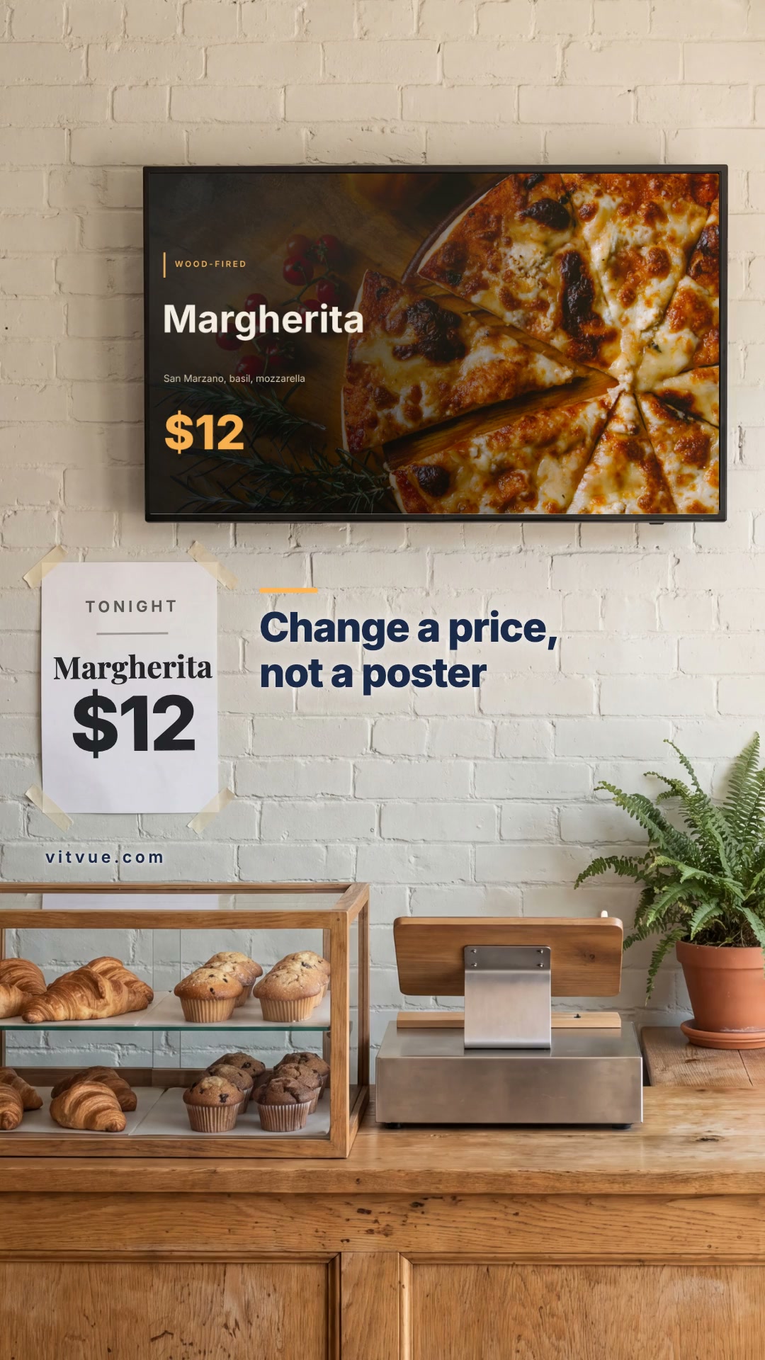 The printed sign, on your TV