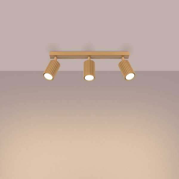 Triple Ribbed Spotlight Bar - 3 Light GU10 Linear Adjustable Ceiling Kitchen