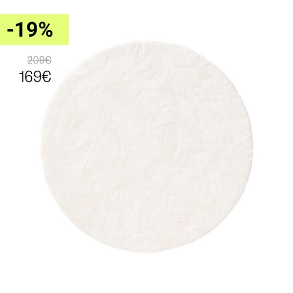 Tapis rond shaggy Cloudy Crème