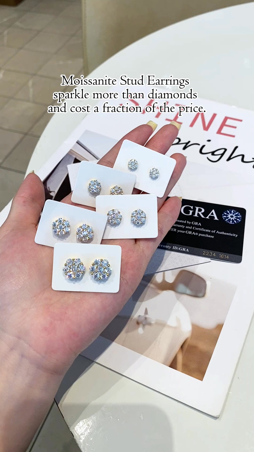 IcyBloom Floral Shine Stud Earrings 925S & VVS Moissanite