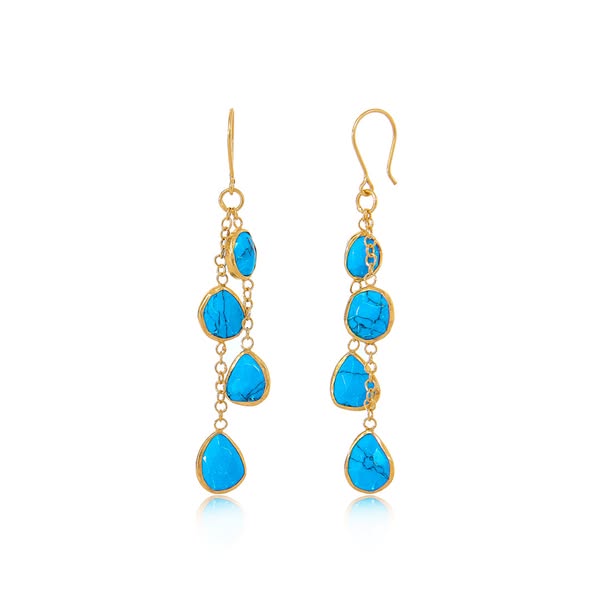 18kt Gold Vermeil PSTM Mashal Turquoise Multi Drop Earrings