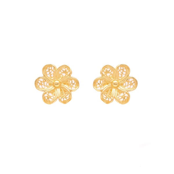 Brincos Flor em Prata Dourada