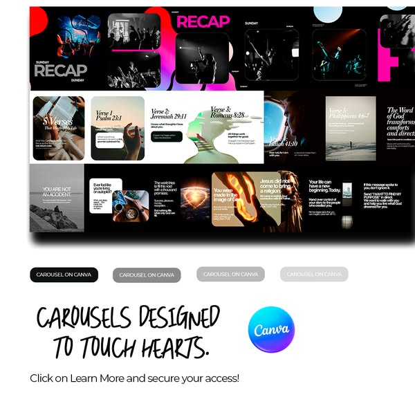 Carousel Package for Churches with Over 160 Editable Templates for Canva and Photoshop