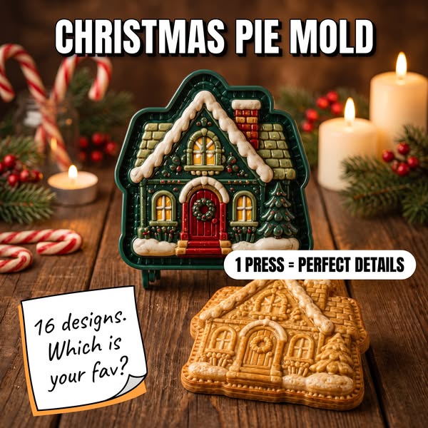 16-Design Christmas Mini Pie Mold Collection | Reusable Embossed Molds for Shaping Detailed Santa, Snowman, Reindeer, Tree & Holiday Pies
