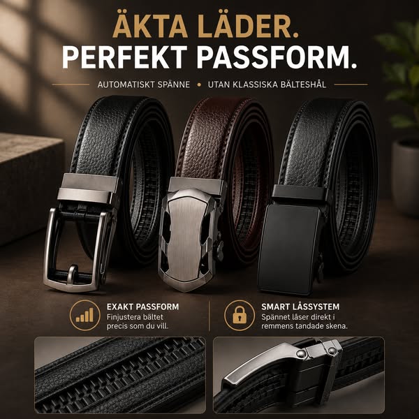 Läderbälte med smart automatspänne