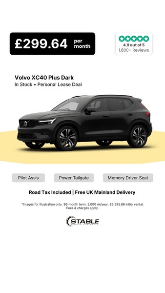 £299.64 / pm – Volvo XC40 Plus Dark Lease