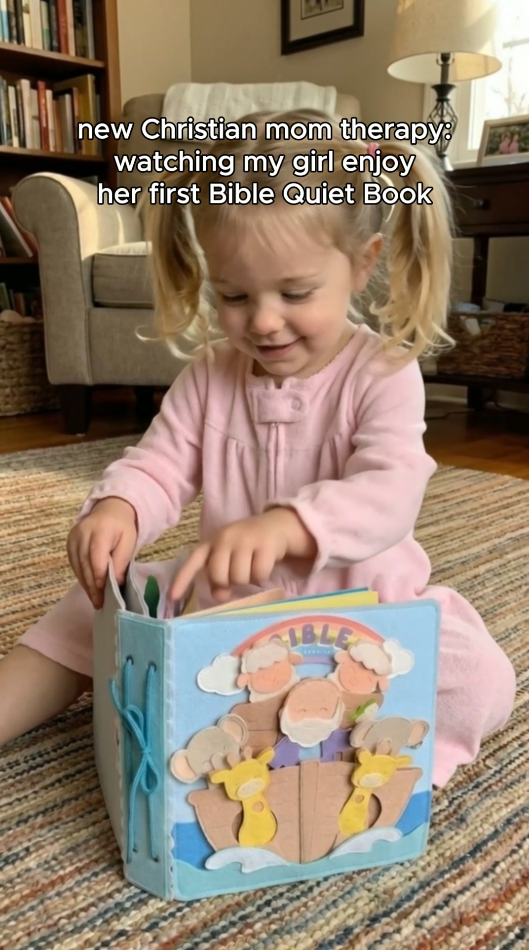 Her first Bible quiet book, handmade