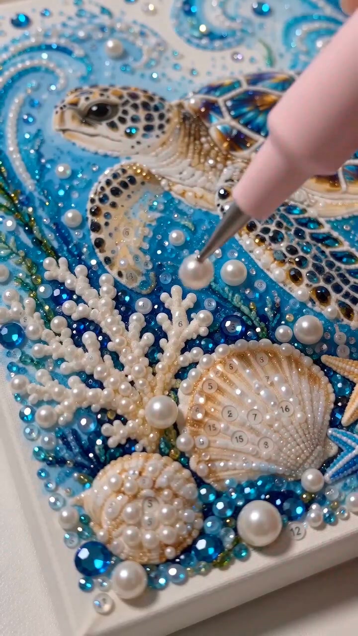 Ocean Theme Pearl Art DIY Kit – Relaxing DIY Craft to Create Stunning Coastal Artwork