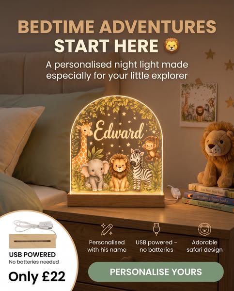 His Own Personalised Safari Light – £22