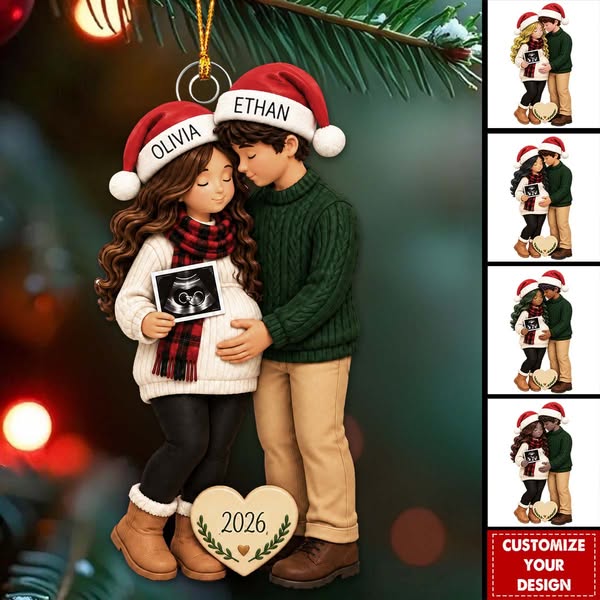 Personalized Pregnancy Christmas Ornament, Expecting Parents Gift