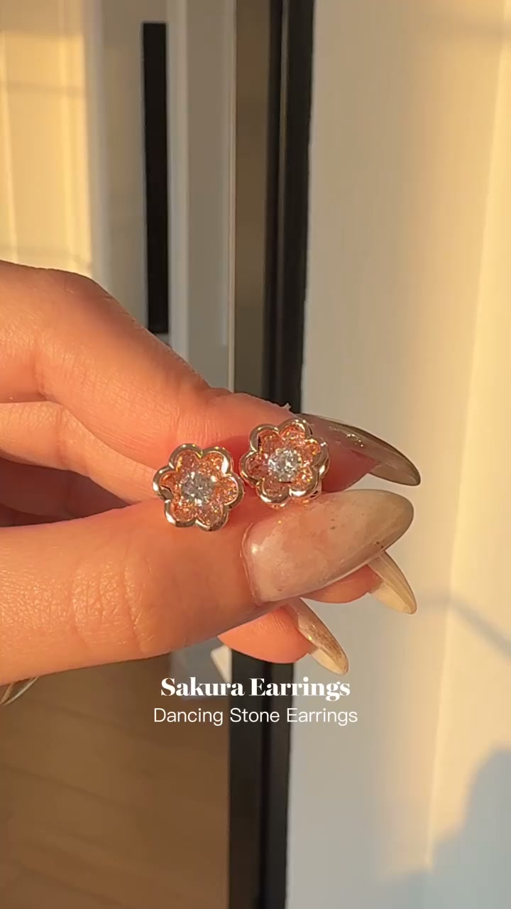 Sakura dancing stone earrings