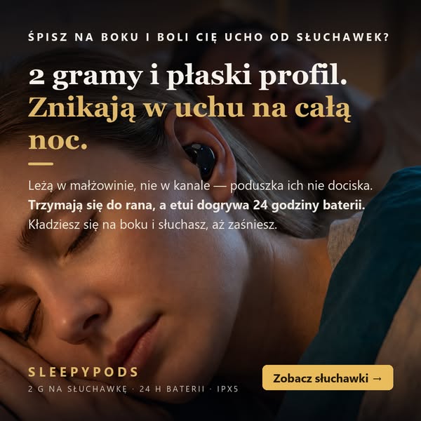Płaskie słuchawki do spania na boku