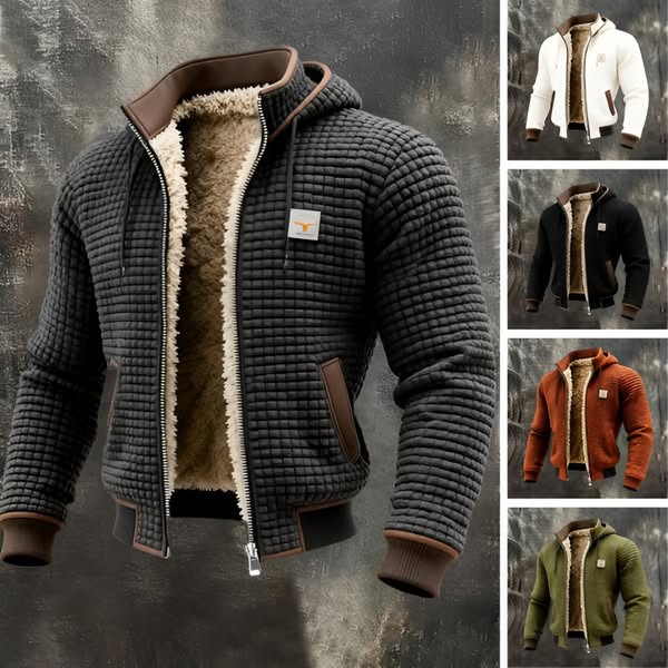 RON - VESTE RÉTRO À CAPUCHE ET FERMETURE ZIPÉE
