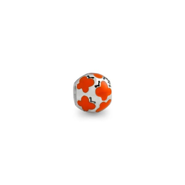 Pandora zilveren charm met vlinders van oranje emaille