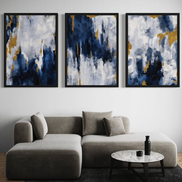 Navy Blue & Gold - Set of 3