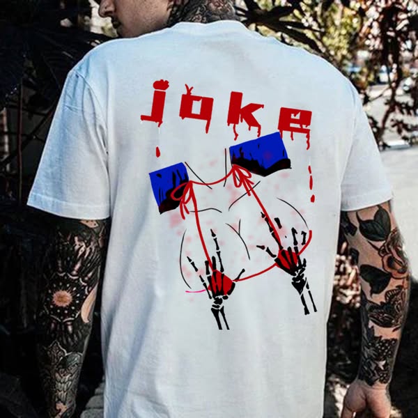 JOKE AND BIKINI LADY Graphic Print T-shirt White-4XL