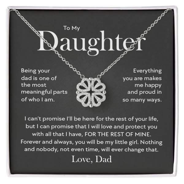 "To My Daughter, You'll Always Be My Little Girl" Magnetic Hearts Clover Necklace – Meaningful Gift from Dad