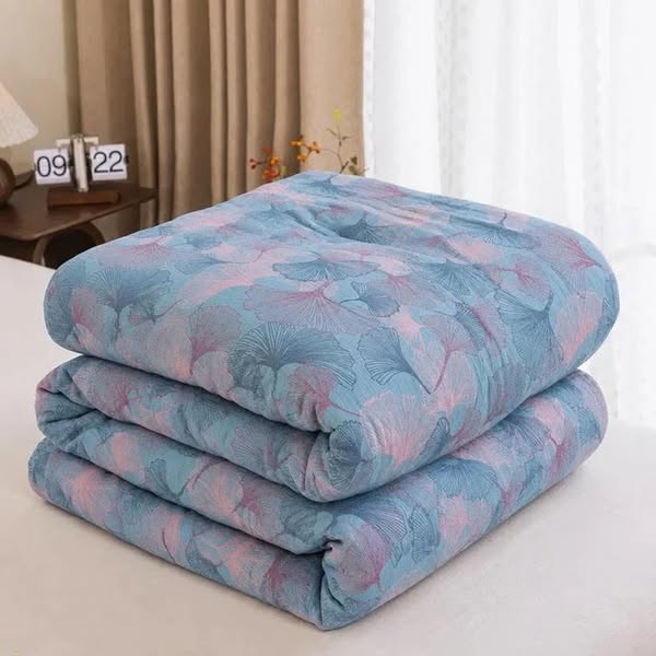Reversible Ginkgo Leaf Cotton Gauze Quilt