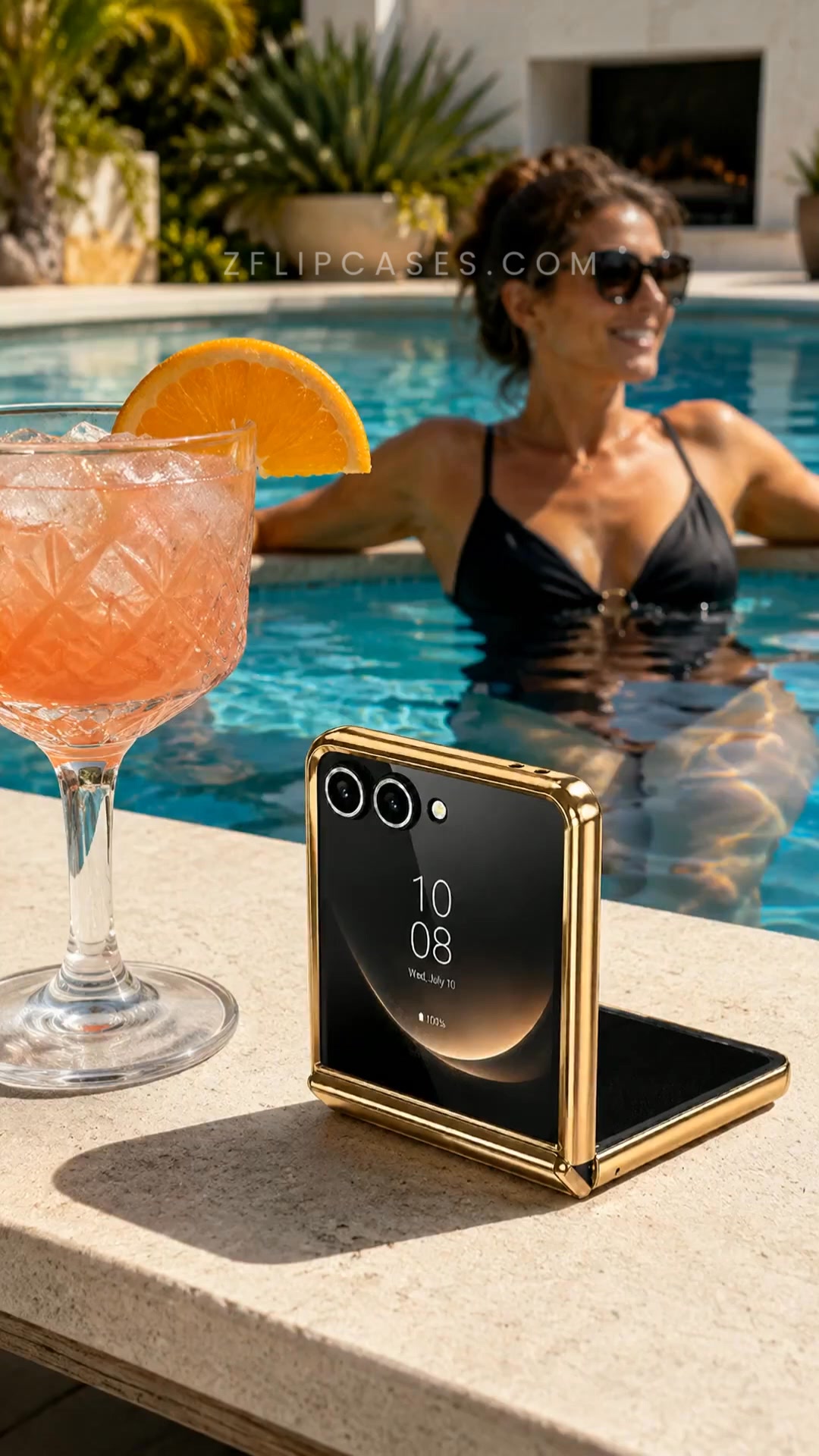 Galaxy Z Flip 8 Luxury Leather Electroplated Hinge Case