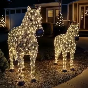 Bring Holiday Magic Home With This Beautiful Light-Up Horse Christmas Set