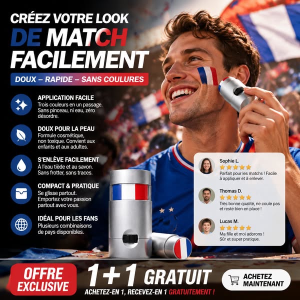 Bâton de maquillage pour le visage aux couleurs du drapeau national, p