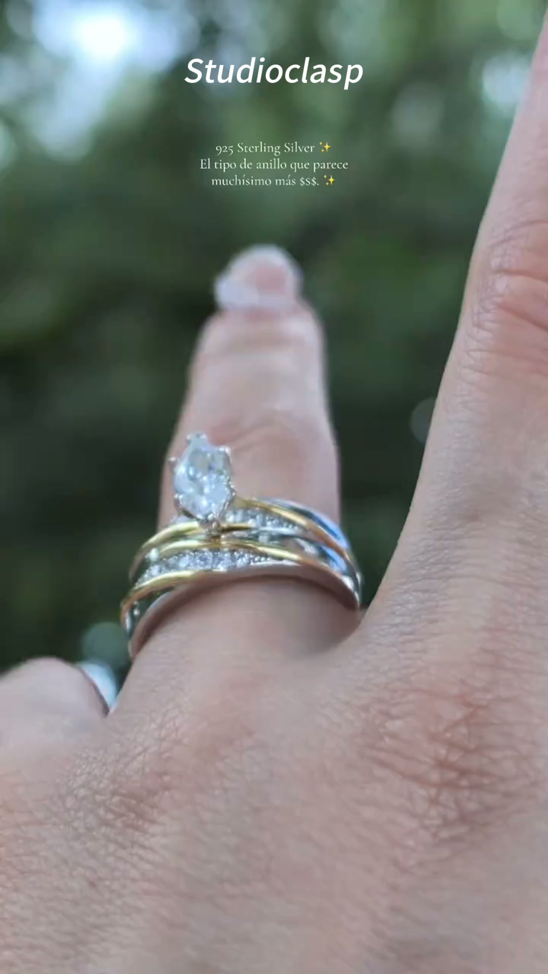 Marquise Cut Diamond Ring Set Two Tone Stackable Band Adjustable Wedding Engagement Rings For Women