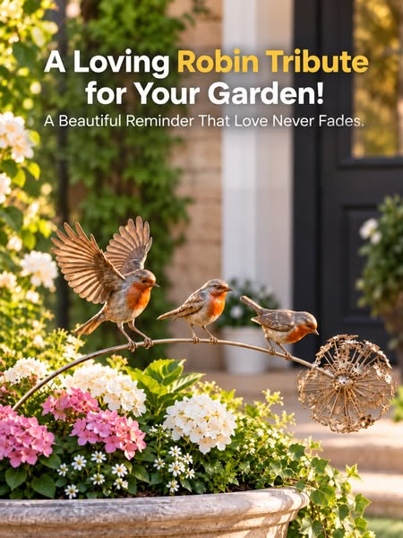 Robin Memorial Garden Stake – “Loved Ones Are Near”