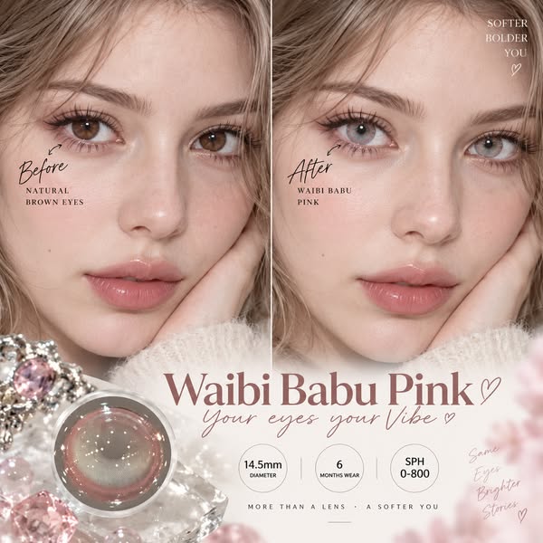 Waibi Babu Pink 14.5mm Contact Lenses(6 months wear)