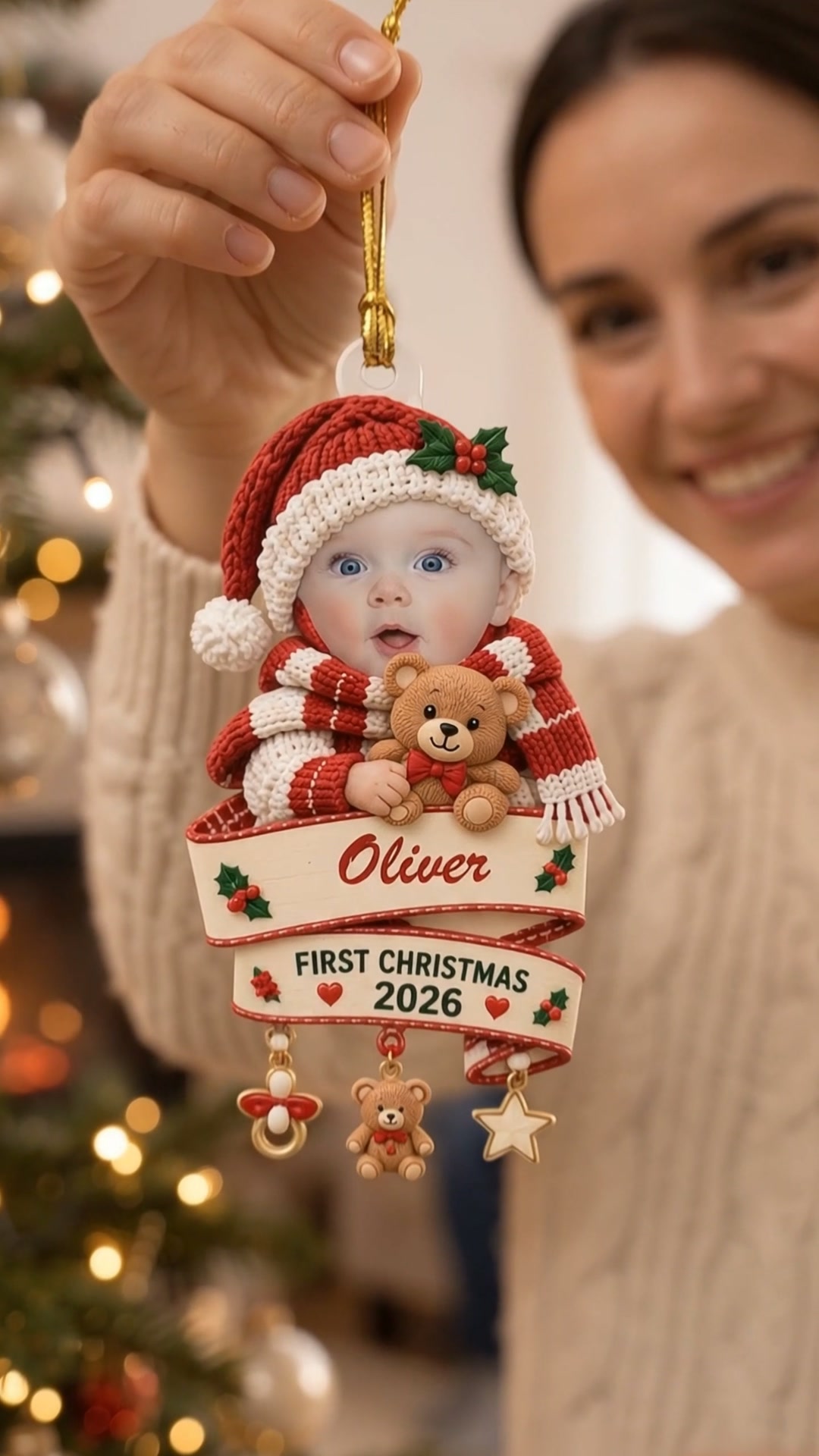 Custom Photo Baby First Christmas Ornament
