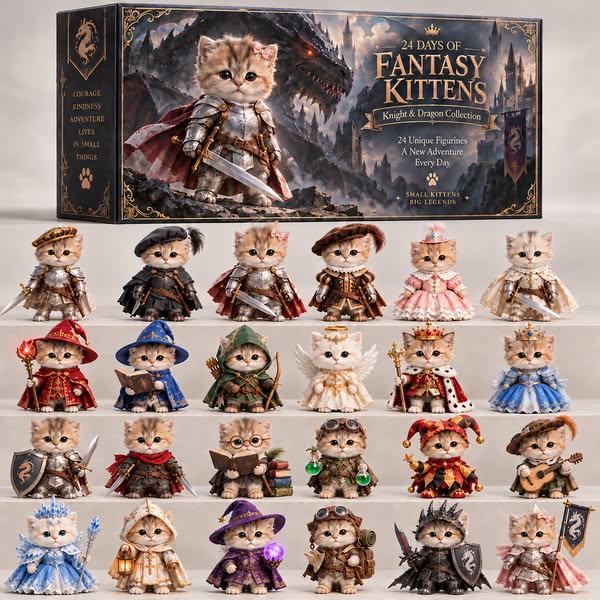 24 Days of Fantasy Kittens Advent Calendar – Knight & Dragon Collection