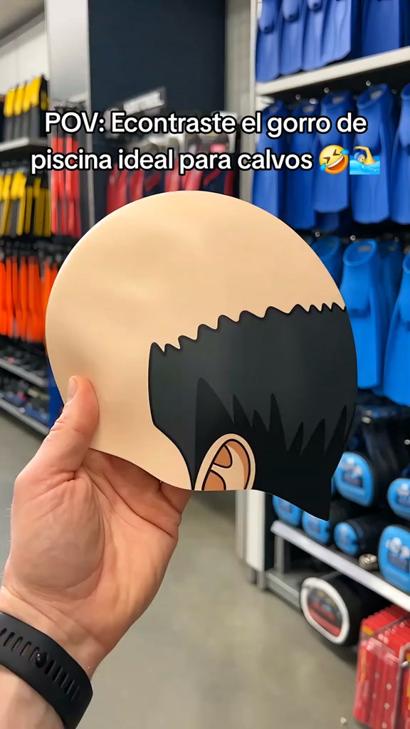 Funny Realistic Bald Head Swim Cap