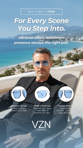 Luxury look. UV400 shield. All-day comfort.​