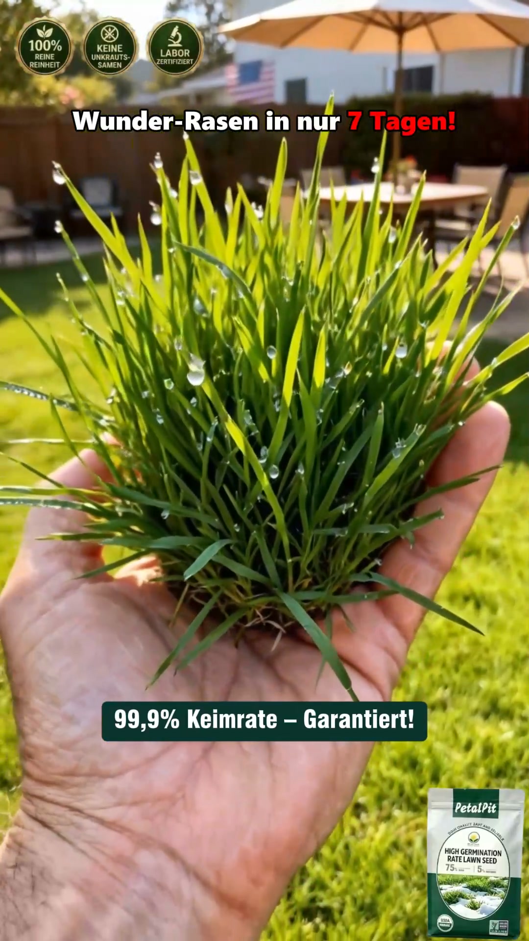 [99 % Keimrate in 7 Tagen] Mach Schluss mit kahlen Rasenstellen!