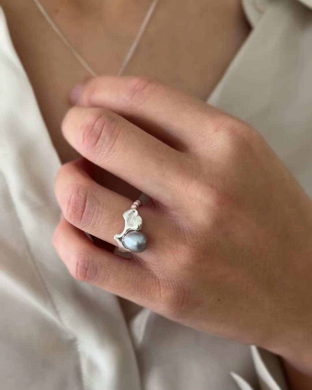 Prachtige ring met parel