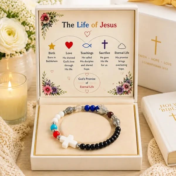 Life Of Jesus Story Bracelet | Faith-Inspired Christian Bracelet with Gospel Symbols, Meaningful Charms & Scripture Gift Card Included