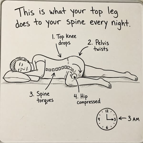 Your hip hurts all night because your spine is twisting out of line