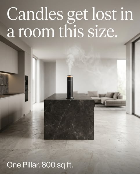 For the open-plan room three candles couldn't fill
